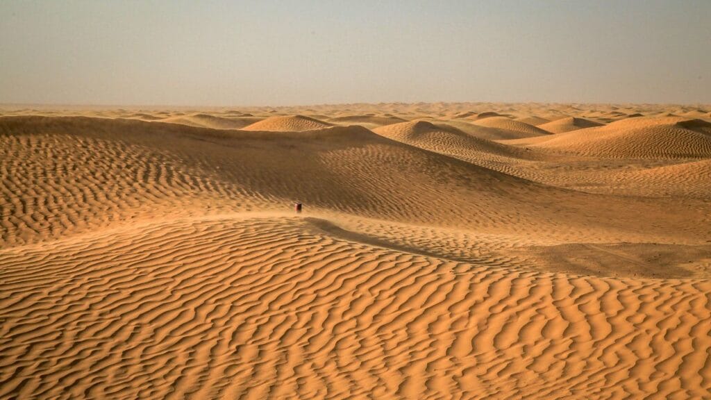 Dune dorate del deserto del Sahara tunisino